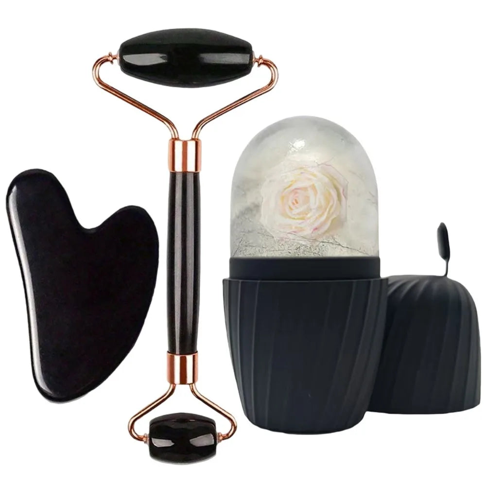 VILERO 3-in-1 Resin Gua Sha & Facial Roller Set